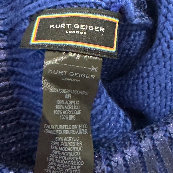 Kurt Geiger London NWOT Foil Metallic Pompom Beanie - Picture 3 of 5